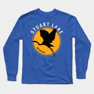 Stuart Lake in Michigan Heron Sunrise Long Sleeve T-Shirt